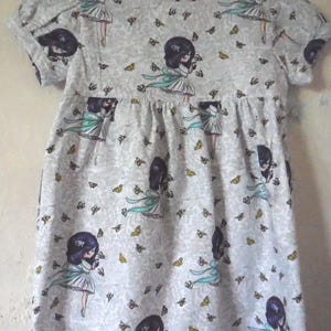 GIRLS&#39; DRESS 18 months to 2 years - in cotton - The little girl with butterflies