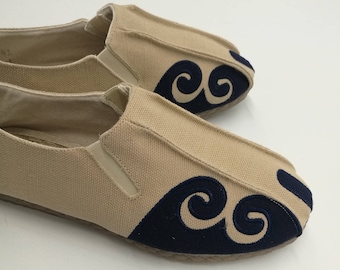 Asian Style Pure Color Natural Canvas Shoes