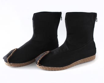 Asian Style Pure Color Natural Canvas Boot