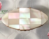 Stratton mother of pearl Lipview lipstick holder, vintage abalone shell lip mirror