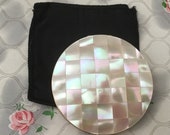 Mother of pearl Stratton convertible powder compact, c1950s or 1960s, vintage mid century MOP makeup mirror