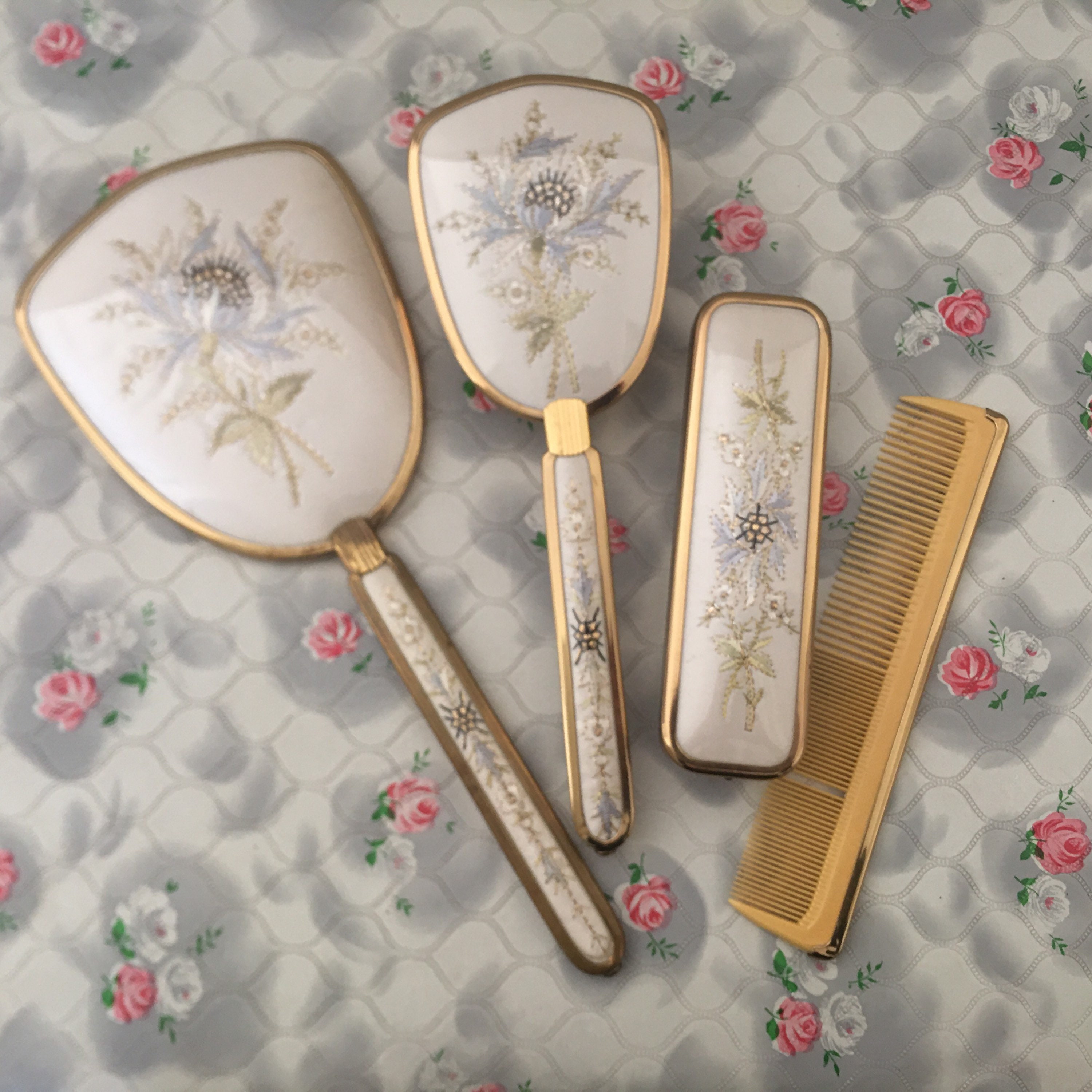 RESERVED Delina vanity set with box, hand mirror, hair brush, clothes