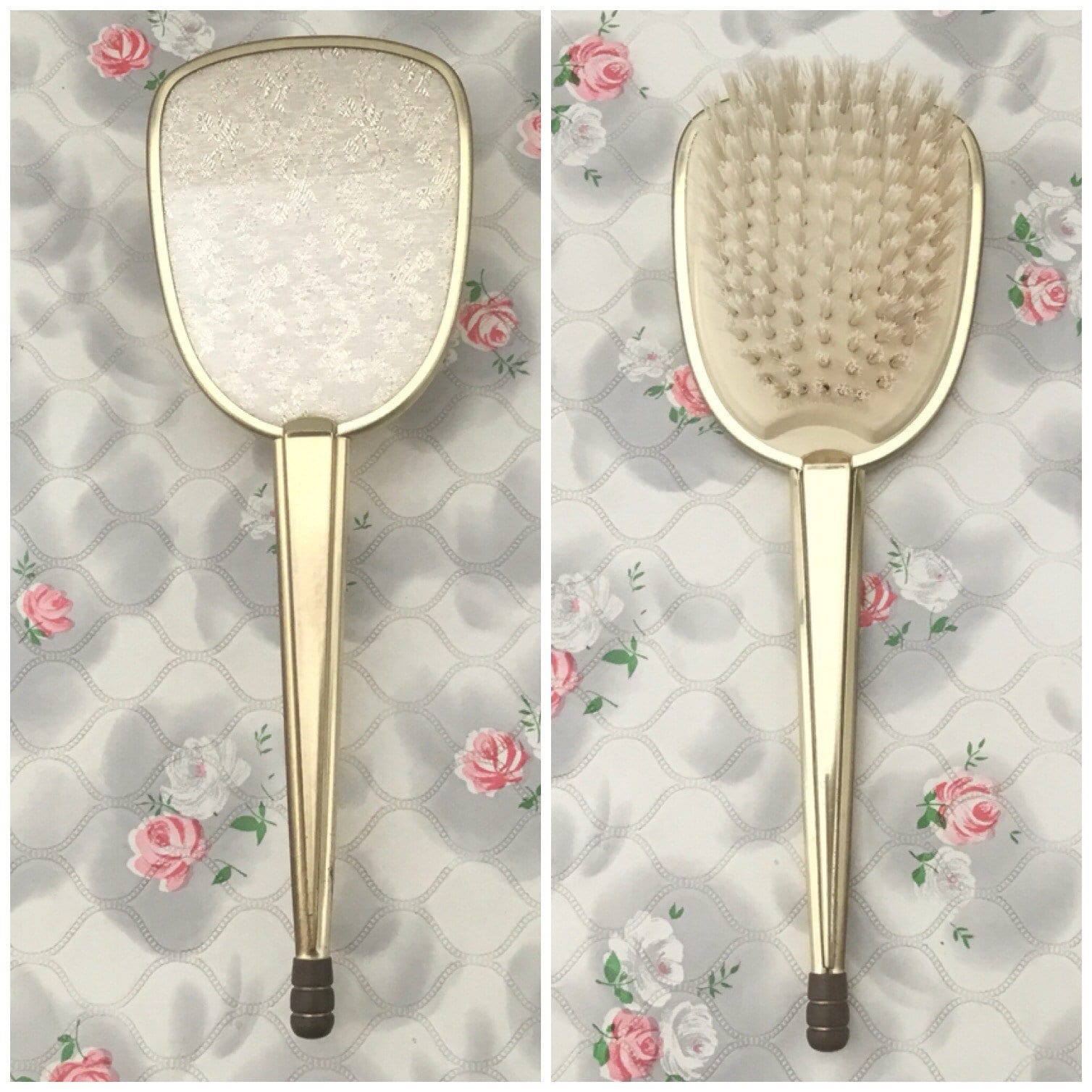 Brush set with hand mirror, hairbrush, clothes brush and comb, mid