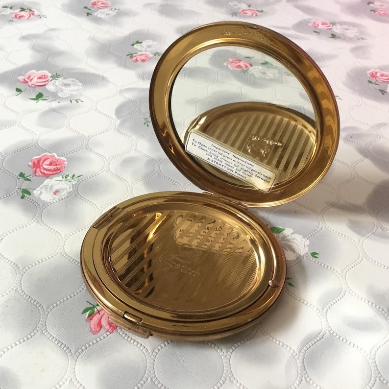 Stratton ballet powder compact with ballet dancers by Cecil Golding vintage Marquis ballerina makeup mirror c 1950s