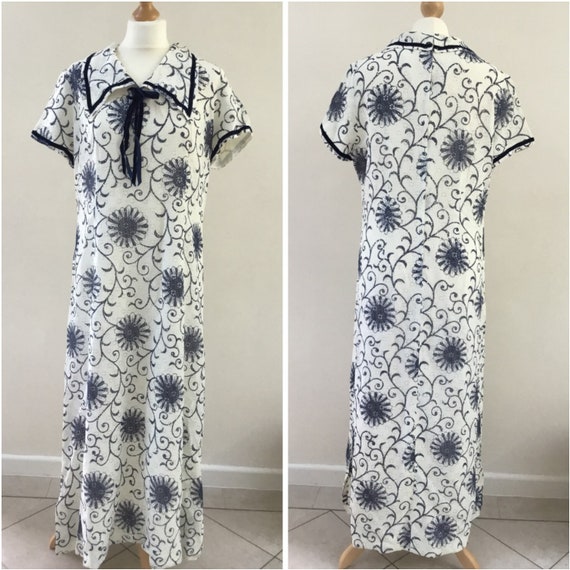 Norman Linton nautical style Maxi dress with dagge