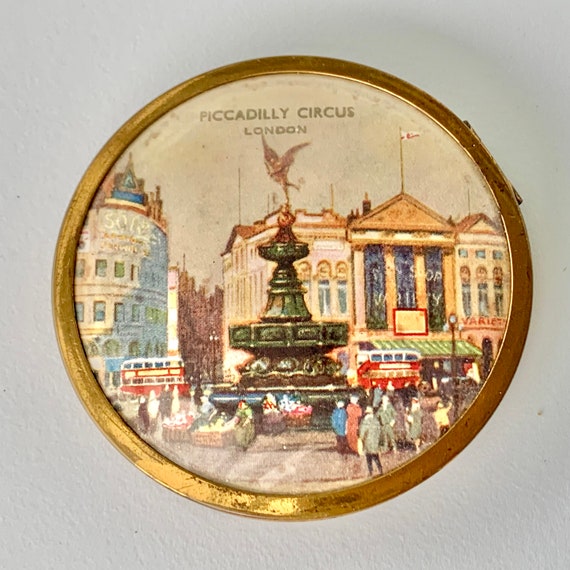Powder compact Piccadilly Circus London souvenir,… - image 1