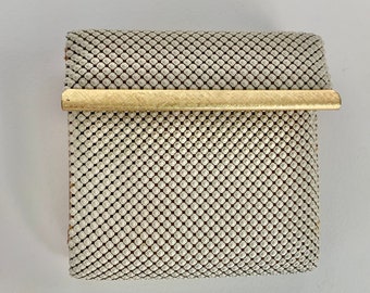 Oroton off white metal mesh coin purse with wallet, Australian vintage change purse