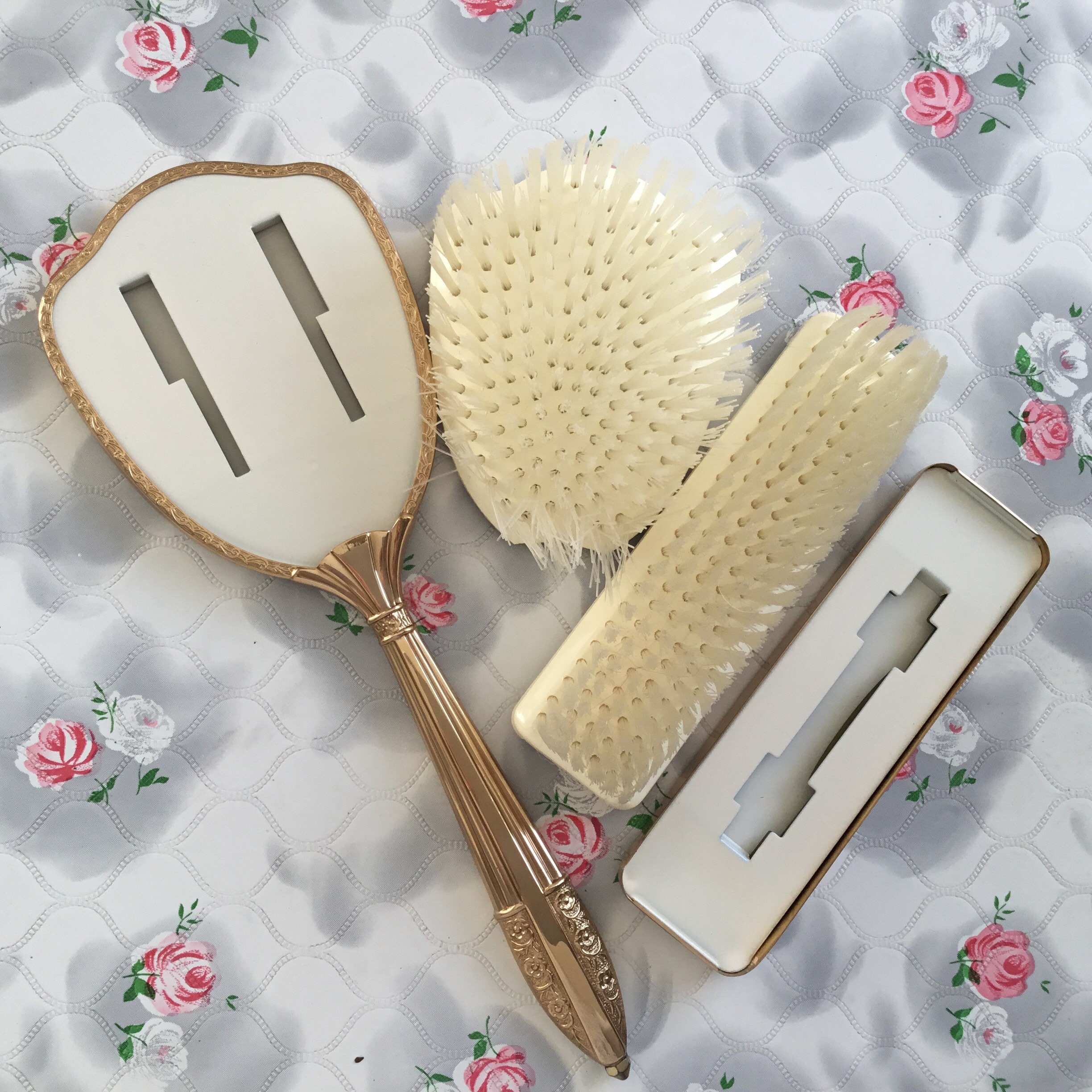 Lissco brush set, c 1960s, unsed with box, pink dresser set with ...