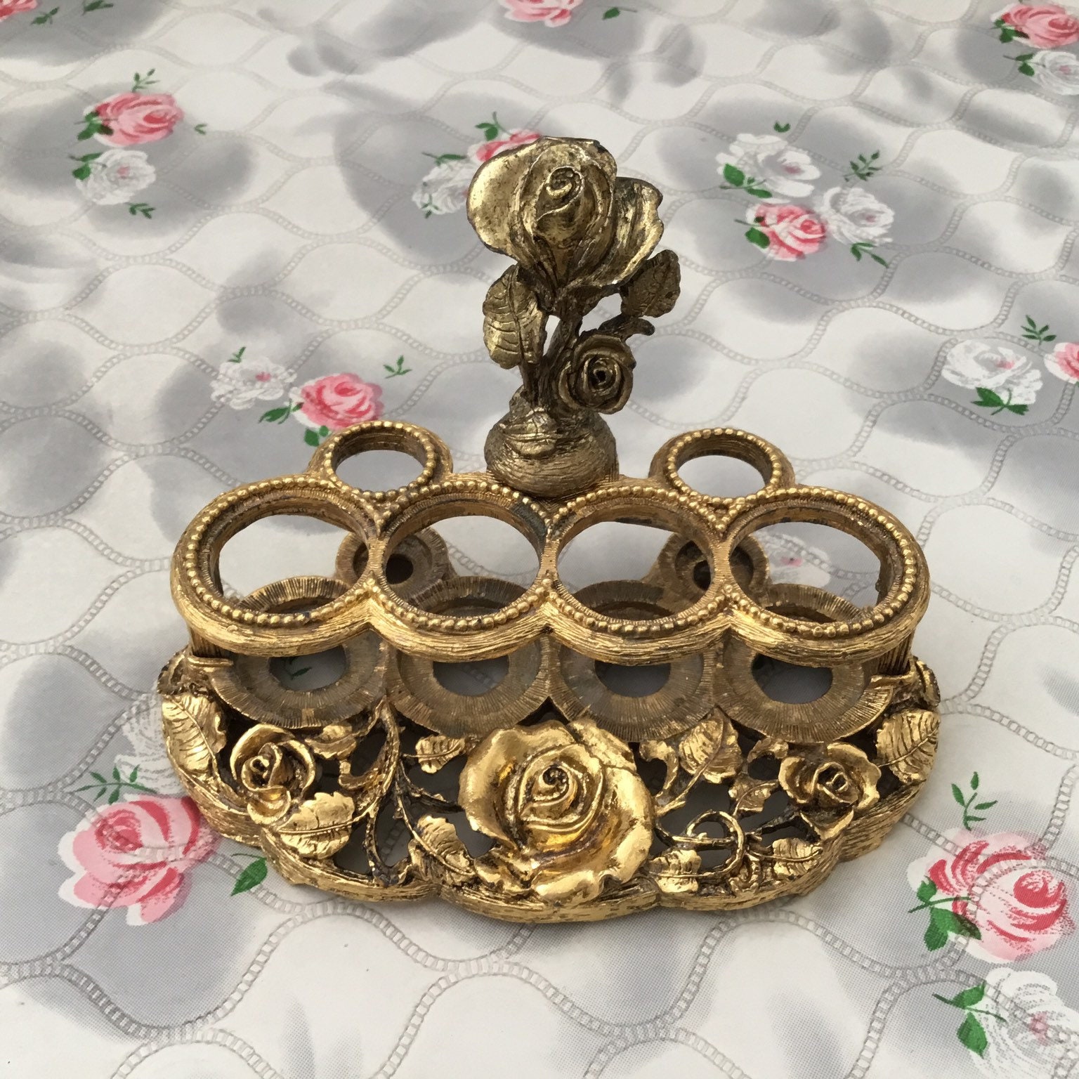 Matson vintage dressing table lipstick holder, 1960s or 1970s, gold