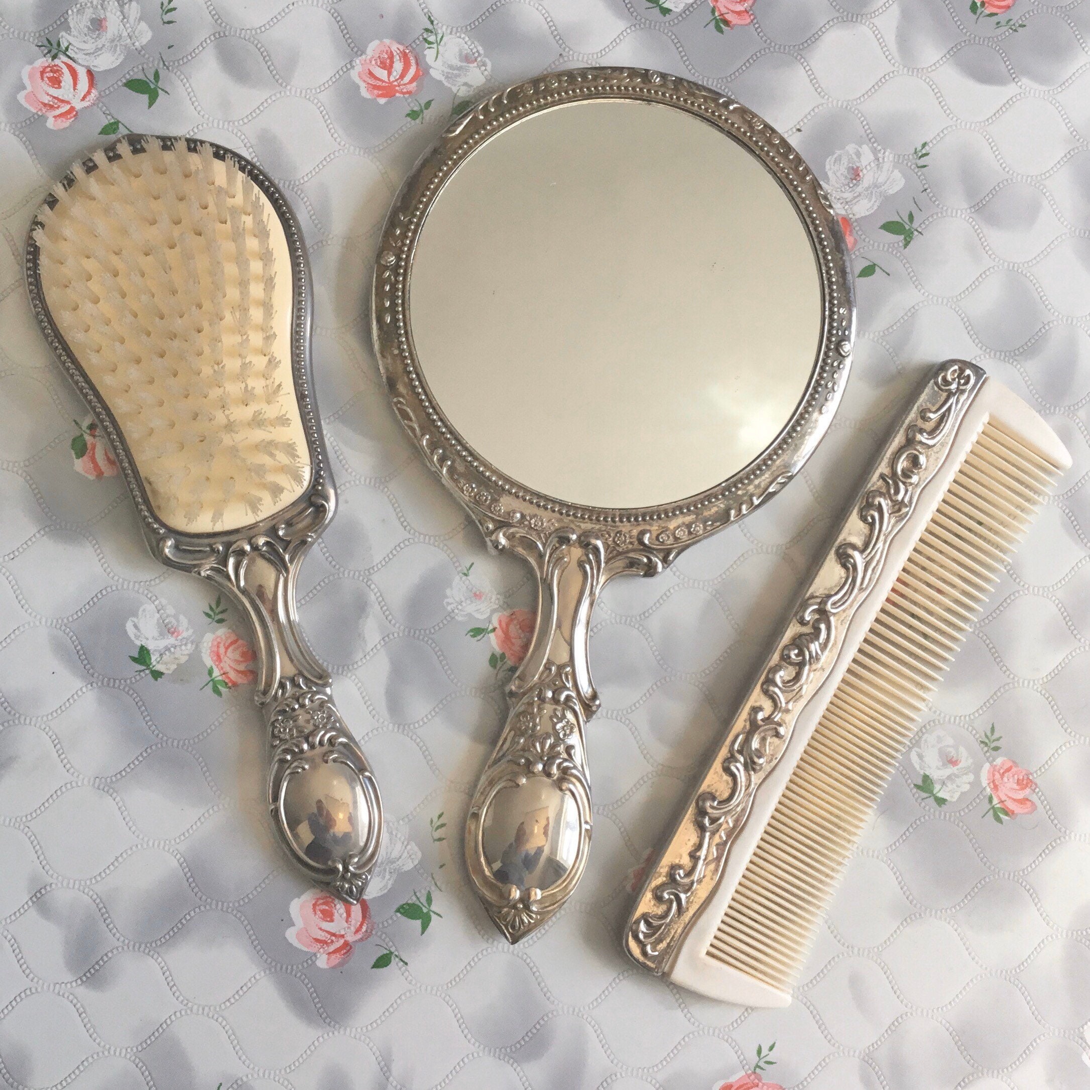 antique hand mirror and brush set antique hand mirror and brush set