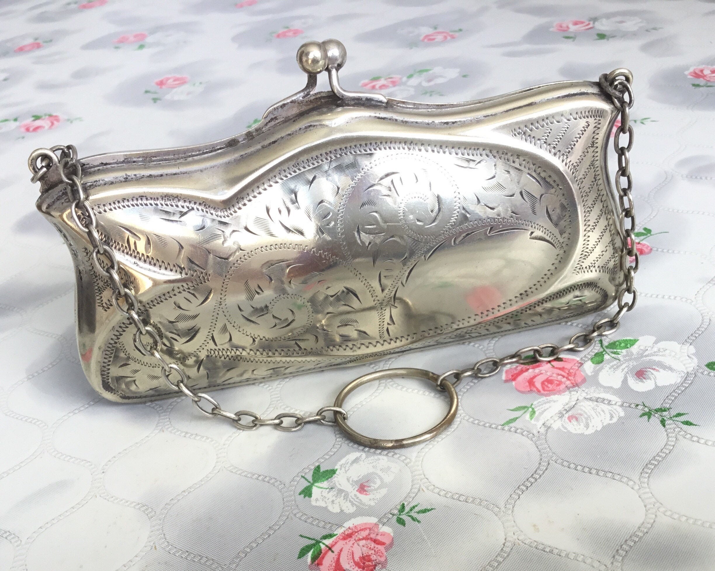 silver metal purse