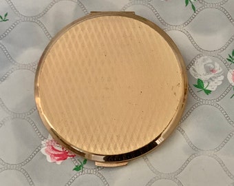 Stratton powder compact c1960s to 1970s, vintage gold convertible makeup mirror