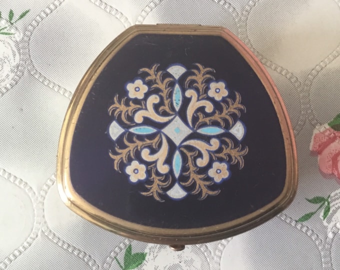 Stratton vintage adjustable Lipview lipstick holder and compact mirror, c 1970s blue and gold tone