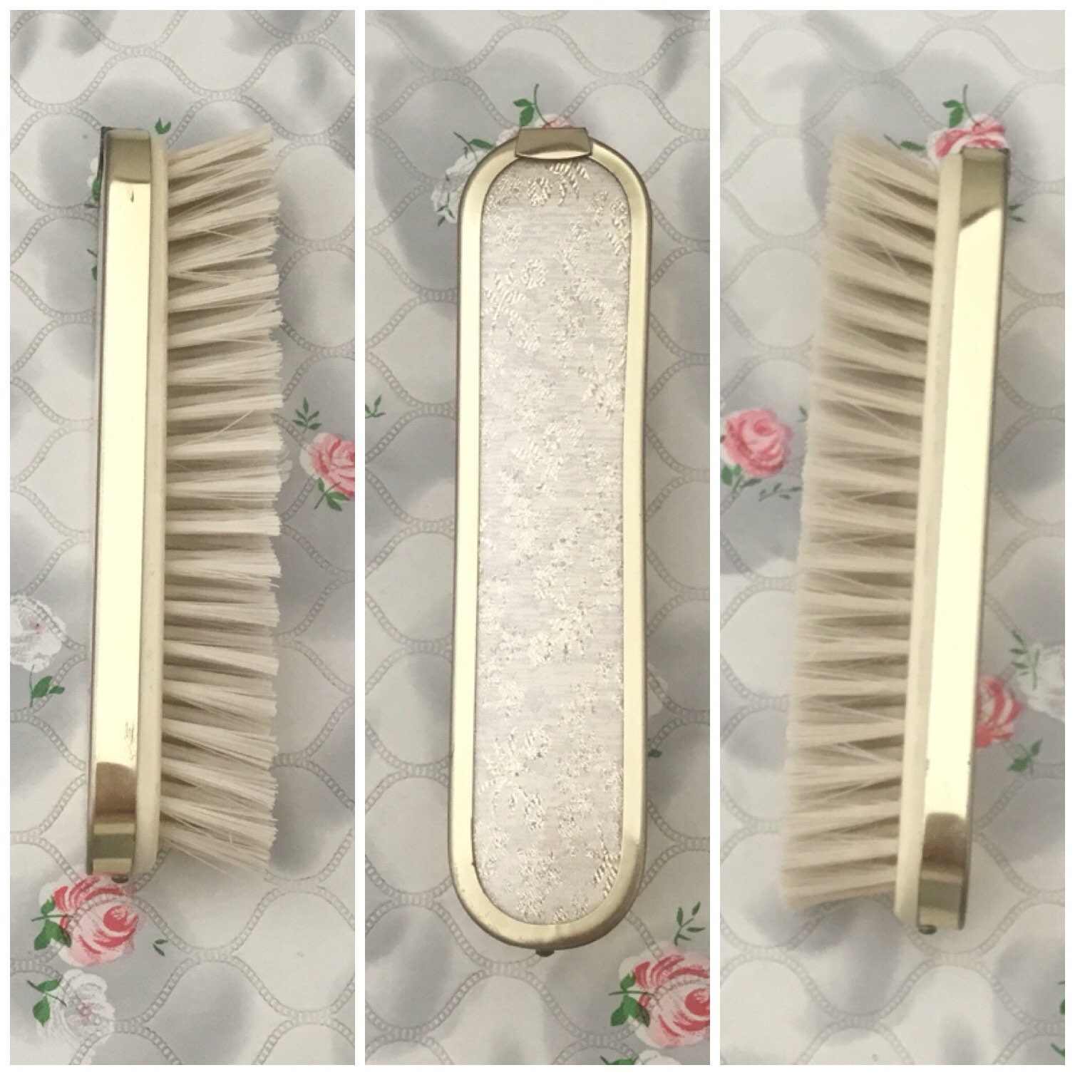 Brush set with hand mirror, hairbrush, clothes brush and comb, mid