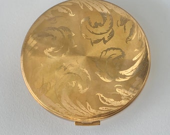 Vanity Fair loose powder compact, with gold with leaves, c 1950s vintage makeup mirror