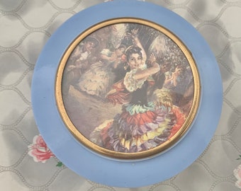 Dubarry powder bowl, with a Flamenco dancer, vintage soap dish