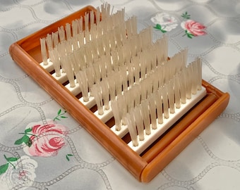 Twinco Slidaway hair or clothes brush, c1950s vintage compact travel hairbrush