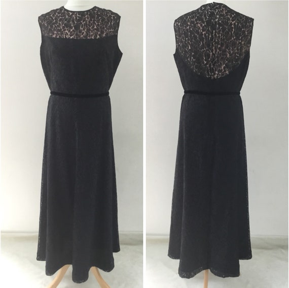 Susan Small black maxi dress, UK size 12, 1960s or 1970s Jane and Jane, vintage size 16, formal evening cocktail dress