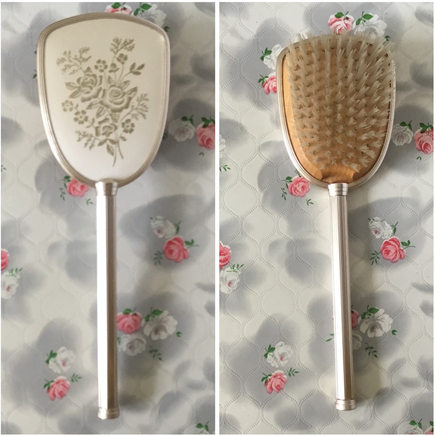 Vintage brush and mirror set, c1960s or 1970s. This dressing table set