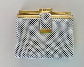 Oroton white metal mesh coin purse with wallet, made in Australia vintage change purse