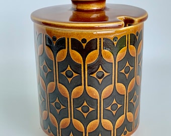 Hornsea Heirloom lidded preserve pot, 1960s vintage brown collectible tableware