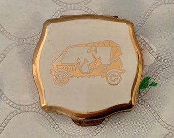 Stratton mini ashtray with classic car c 1960s 1970s, vintage ladies handbag ashtray