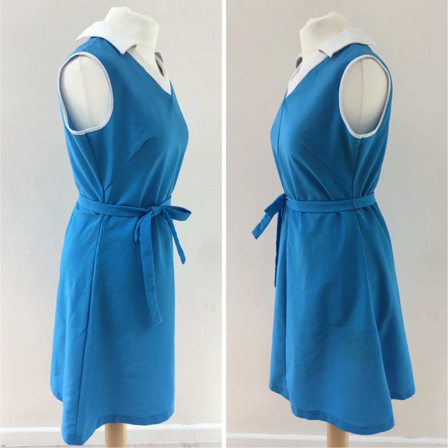 St Michael vintage mini dress, c 1970s, Marks and Spencers blue and ...
