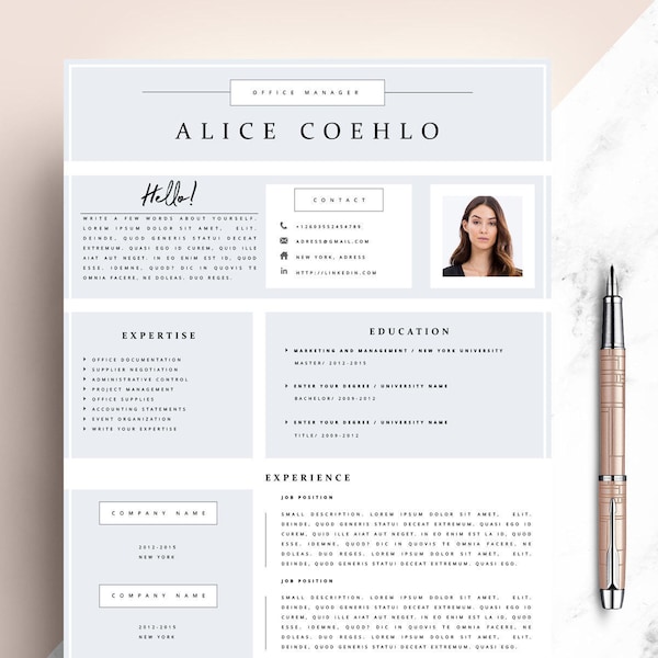 CV, Resume Template Word, 1 Page Resume Template, Modern Resume Template, Creative Resume Template, Teacher Resume Template, Minimalistic.