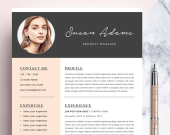 Creative Resume Template, CV Template, Instant Download, Editable in MS Word and Pages + Cover Letter. Size A4 and US Letter.