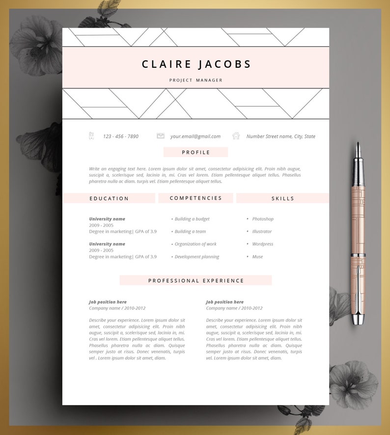 Resume Template, CV Template Editable in MS Word and Pages, Instant Digital Download, Size A4 and US Letter image 1