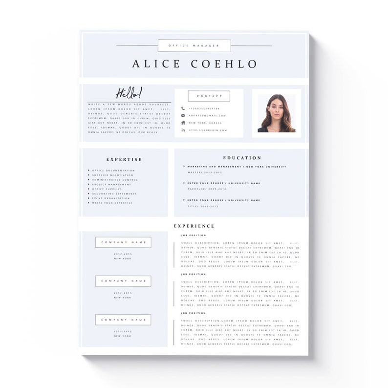 CV 1 Page Resume Template Creative Resume Template Modern Resume Template Minimalistic. Resume Template Word Teacher Resume Template