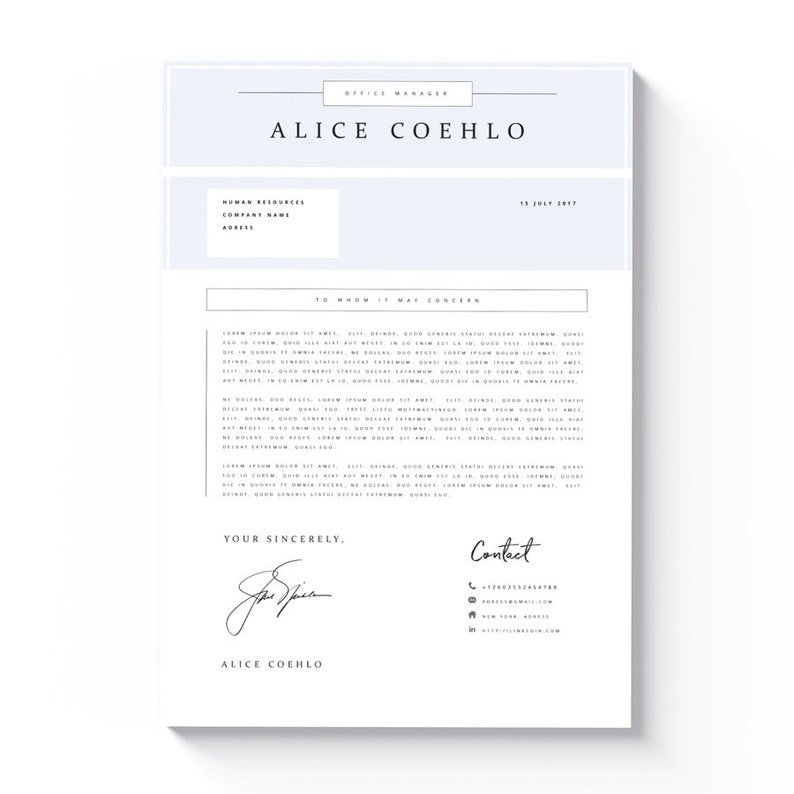 CV 1 Page Resume Template Creative Resume Template Modern Resume Template Minimalistic. Resume Template Word Teacher Resume Template