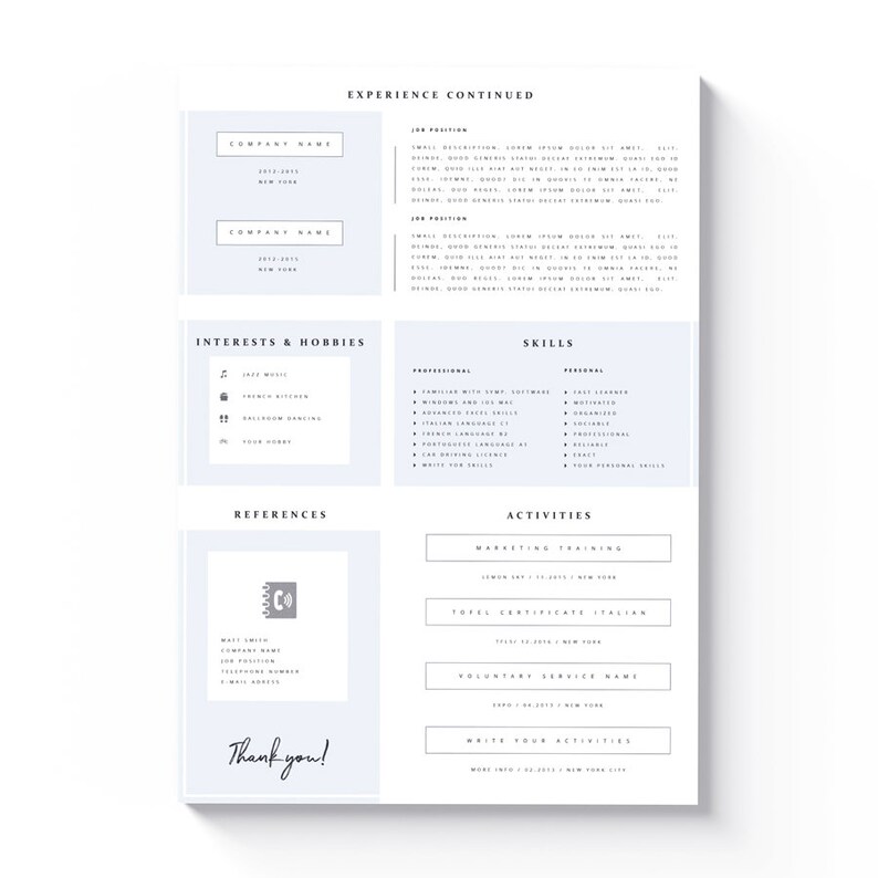 CV 1 Page Resume Template Creative Resume Template Modern Resume Template Minimalistic. Resume Template Word Teacher Resume Template