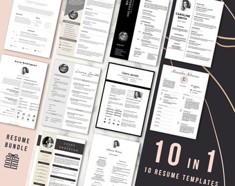 Pack of 10 CV Templates! Simple editing in Microsoft Word. Creative Resume, Resume With Photo, Clean Resume. Minimalist Resume.