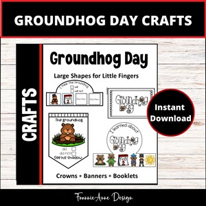 Groundhog Day Coloring Craft Activities for Kids, Crowns Banners and Booklets, Educational
