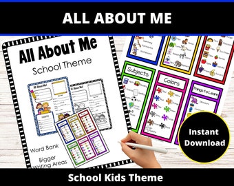 All About Me Worksheets Posters Signs PreK - 1st Back to School Activities Kids Theme