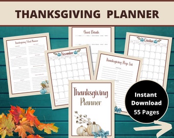 Printable Thanksgiving Planner: Meal, Budget, Schedules (Digital Download)