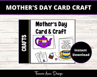 Mother's Day Card Craft Activity DIY Kids Card Instant Download