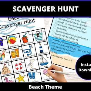 Beach Scavenger Hunt for Kids Family Beach Activity Instant Download Printable