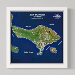 Bali Landkarte / Personalisierte Landkarte aus Holz / Laser geschnittene Landkarte aus Holz / Personalisierte Landkarte aus Holz / Jahrestagsgeschenk