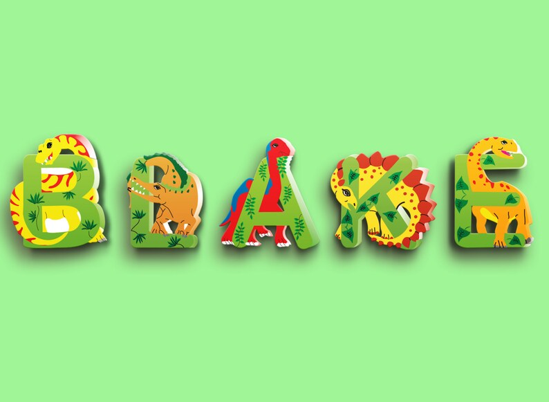 Nursery Wooden Letters Dinosaur Letters Wood Name Letters Etsy