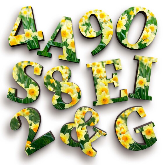 Daffodils Flower Wooden Letters Nursery Room Decor Wood Etsy