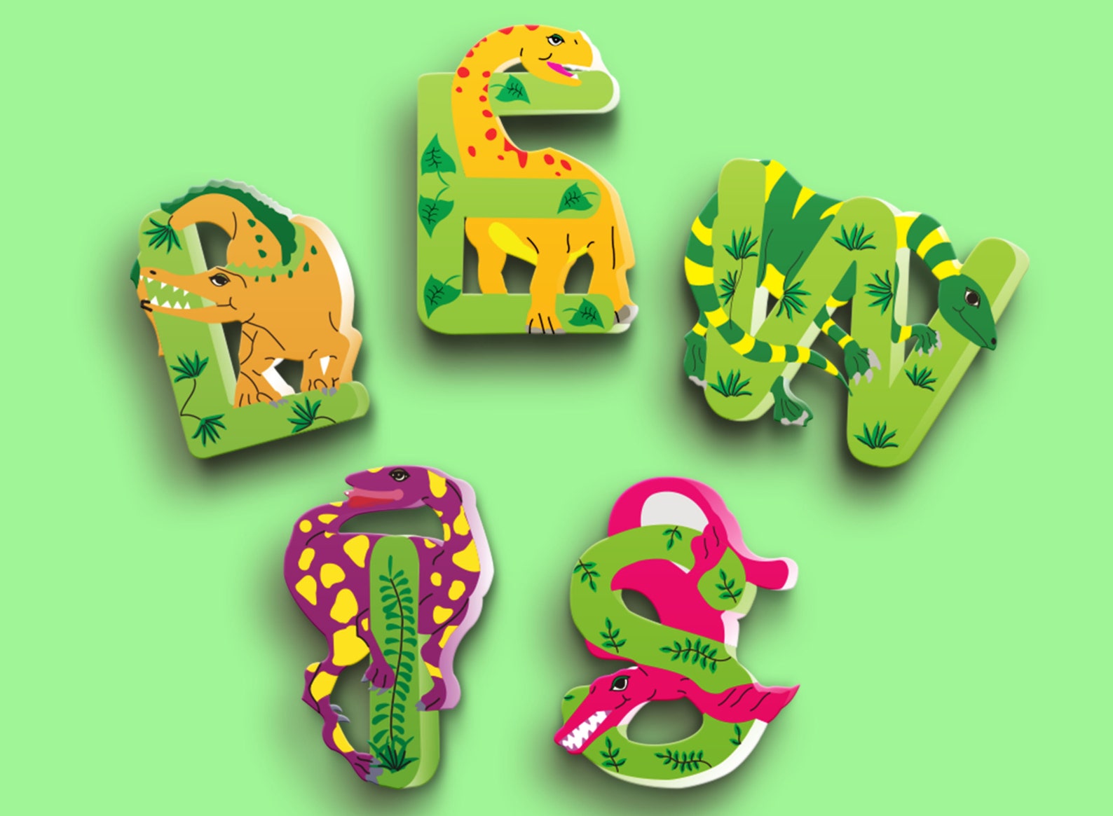 Nursery Wooden Letters Dinosaur Letters Wood Name Letters Etsy