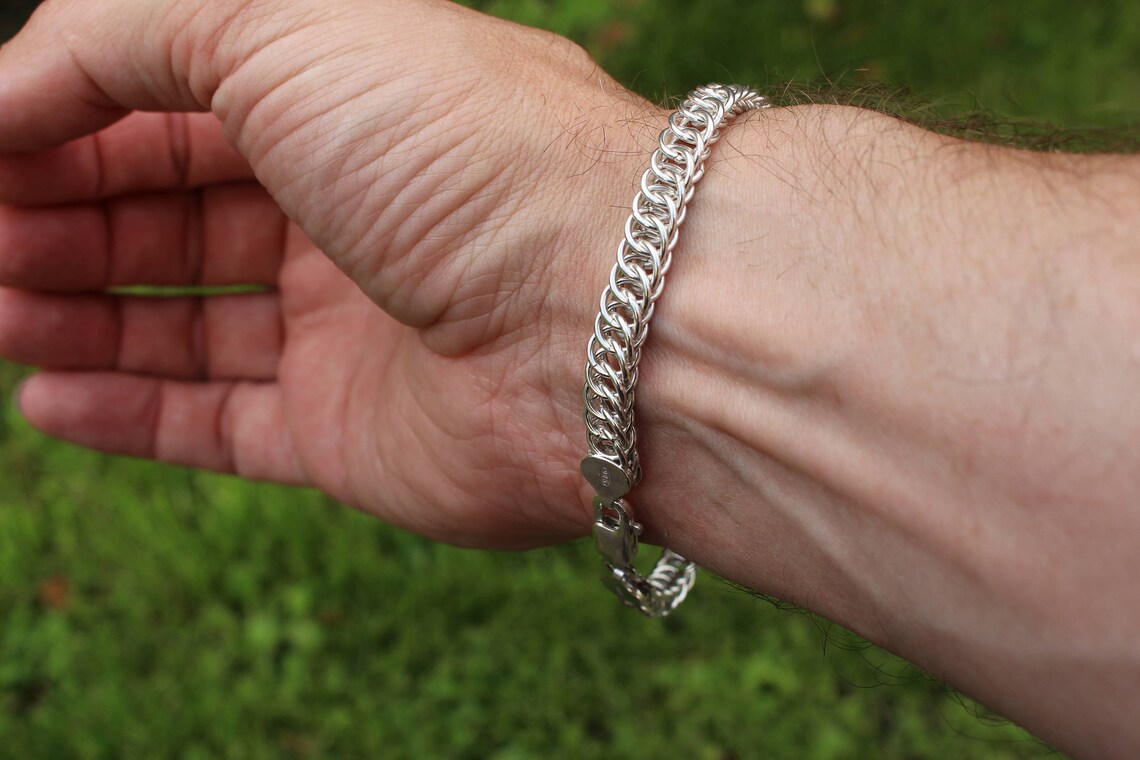 Sterling Silver Half Persian 4 in 1 Chainmail Bracelet 925 FULLY WELDED ...