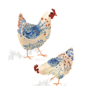 Country Chickens Art Print By Rachel Grant | A4