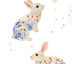 Country Bunnies Print