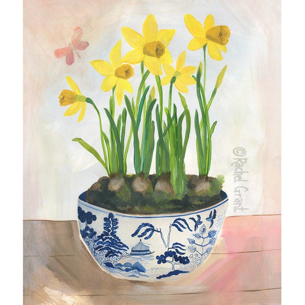 Daffodils and Willow Print