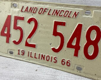 Vintage 1966 Illinois Land of Lincoln License Plate