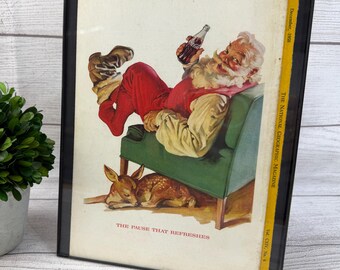 Framed December 1958 National Geographic Coca-Cola Santa Ad - The Pause That Refreshes