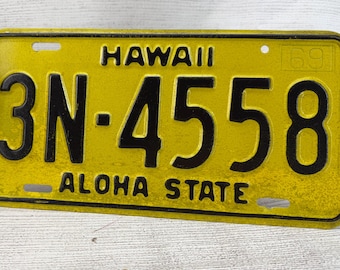 Vintage 1969 Hawaii Aloha State License Plate
